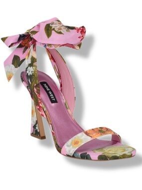 Nine West Kelsie Women's Heeled Dress Heels in Pink Rose Print Multi EUC